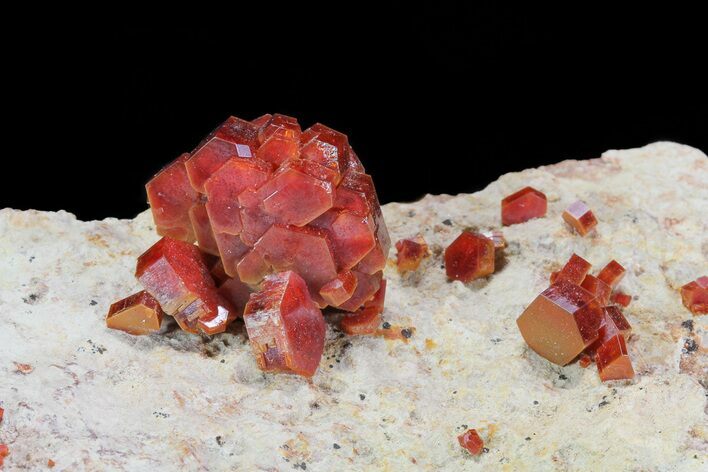 Large, Lustrous, Ruby Red Vanadinite Formation - Morocco #80540